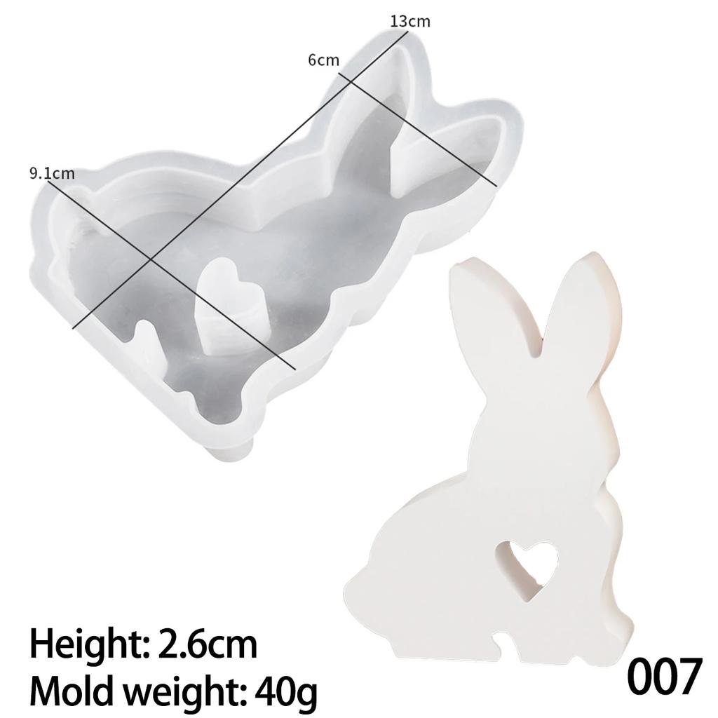 DIY Easter Bunny Candle Silicone Mold Love Cute Rabbit Handmade Soap Aromatherapy Gypsum Ornament Resin Crafts Molds Home Decor