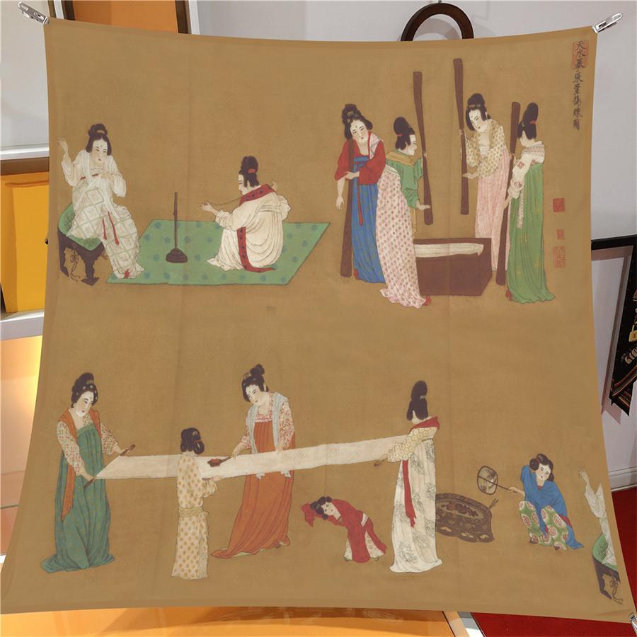 Silk Scarf Women Practice Print Square Scarves Head Echarpes Silk Foulards Femme Wraps Beach Shawls Bandana Lady Hijabs 90CM