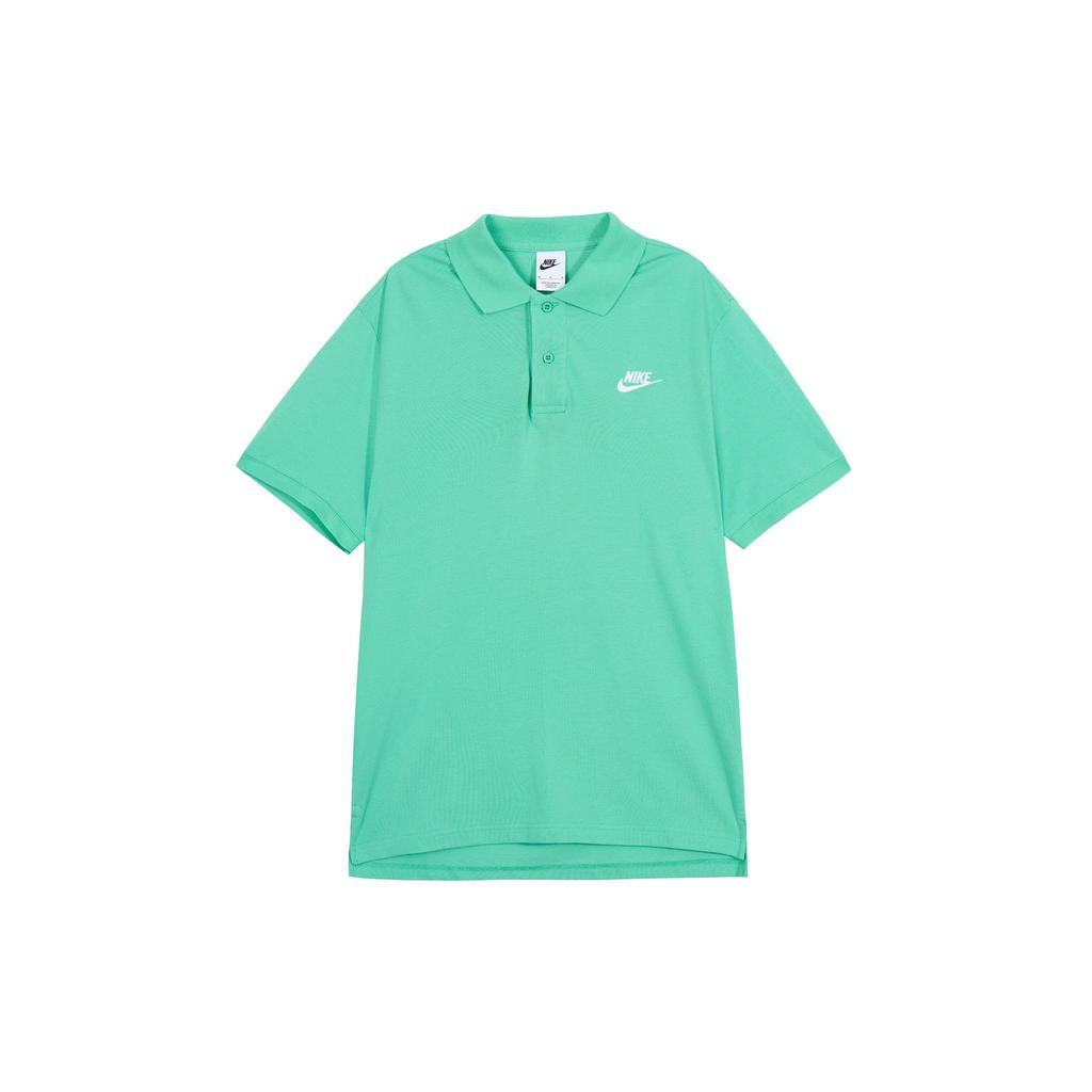 Nike Solid Color Brand Logo Polo Shirt Short Sleeve Men Tops Green CJ4457-363
