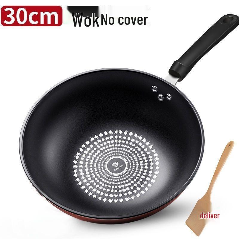 Непригораемый вок из немецкого хрусталя: Сковорода вок с плоским дном без дыма для индукционных и газовых плит.