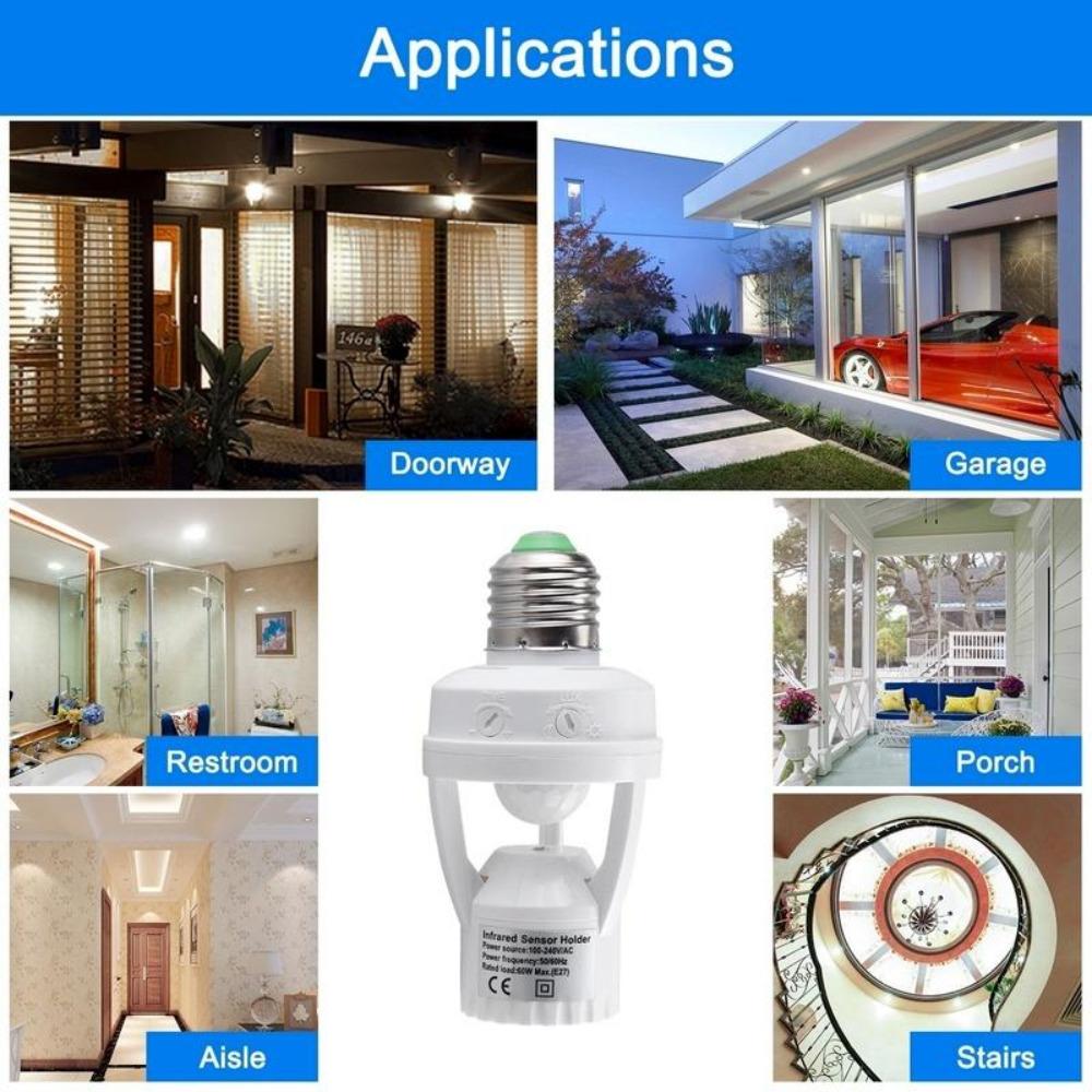 E27 Датчик движения Выключатель света E27 Основание Держатель лампы 100-240 В Детектор движения с управлением светом Смарт-переключатель Разъем адаптера