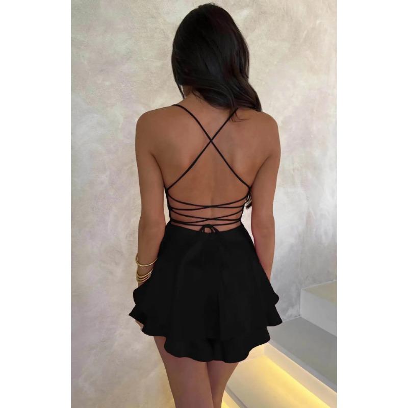 Летнее новое популярное европейское и американское сексуальное утягивающее платье для похудения, короткое женское платье однотонного цвета