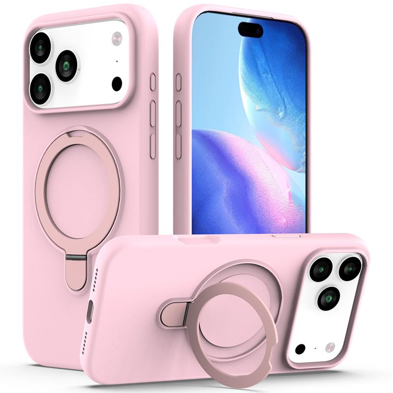 For iPhone 17 Pro Max 17 Air Case Magnetic Liuqid Silicone with Microfiber Lining inside Ring Stand Cover for iPhone17