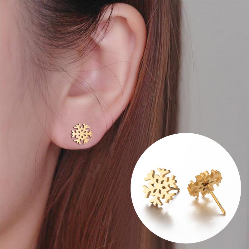 Korean Minimalist Snowflake Stud Earrings - Winter Christmas Bestie Gift Jewelry
