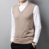 Men's Spring & Autumn Solid Color Knitted Vest - Office Wear Wool Waistcoat
