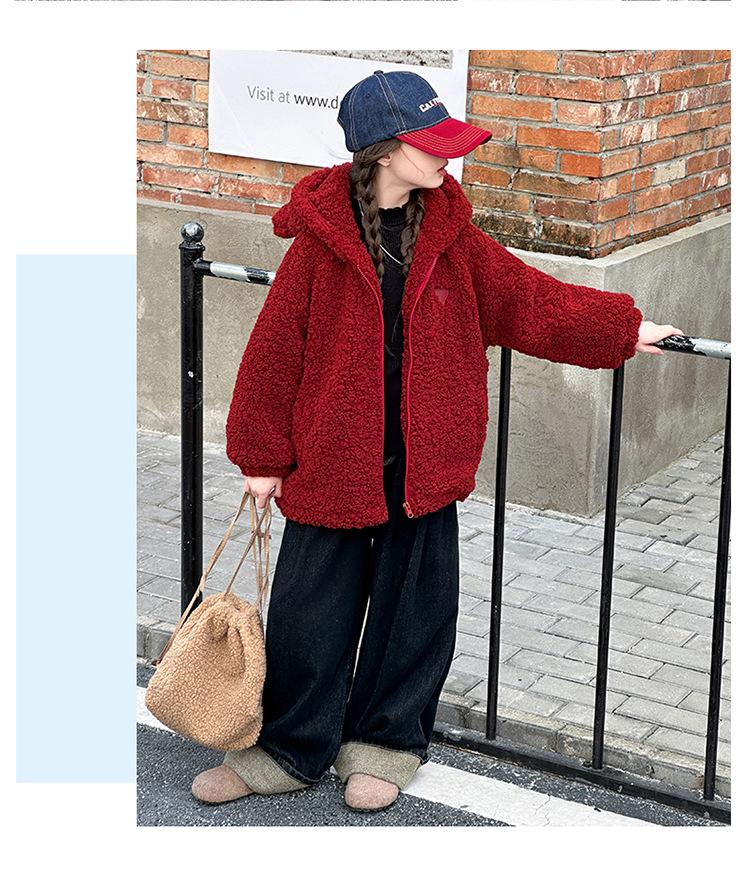 Девичья стеганая куртка из овечьей шерсти - Осень/Зима 2025, Модная и утепленная для детей среднего и старшего возраста