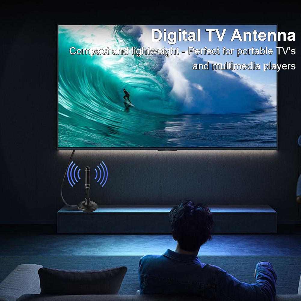 Portable TV Antenna 300cm Coax Cable Indoor Outdoor Digital HD Freeview Aerial DVB-T DVB-T2 DAB Plug and Play for Smart TV
