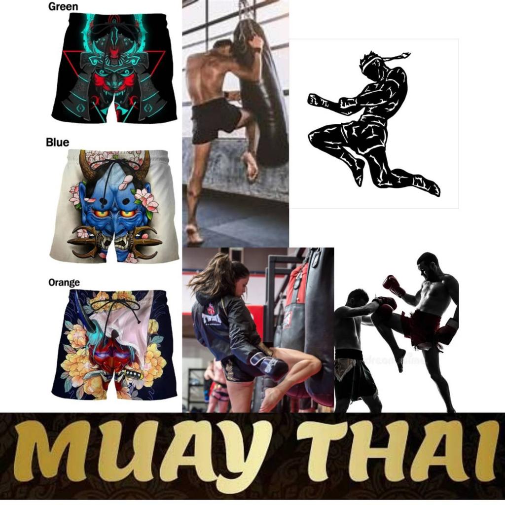 Vintage Japanese Samurai Ghost Mask Boxing Muay Thai Kickboxing Shorts Pants 3D Print Training Unisex Men Women Quick Dry Fitness Gym Sport Workout