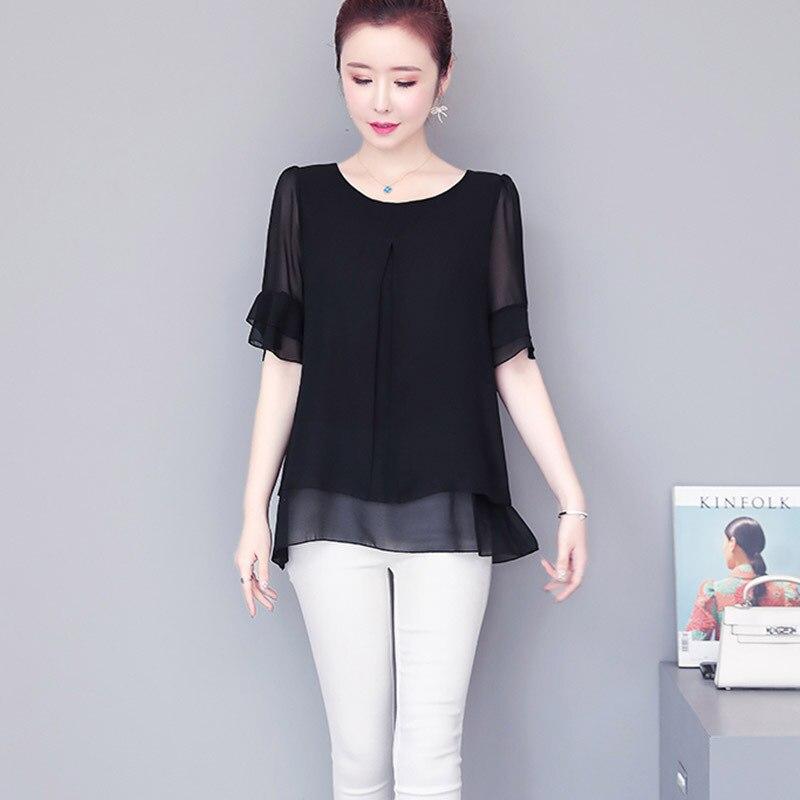 2022 Блузка, свободный топ, женские шифоновые рубашки с рукавами-бабочками, летняя женская одежда средней длины, новая корейская рубашка, топы с рюшами
