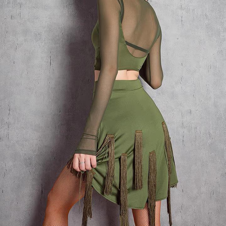 Юбка для латинских танцев, профессиональное танцевальное платье для взрослых, юбка для танго с нерегулярной бахромой