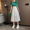 MOJTA Summer Women's High Waist Mid-length A-line Skirt Loose Plus Size Casual Skirt
