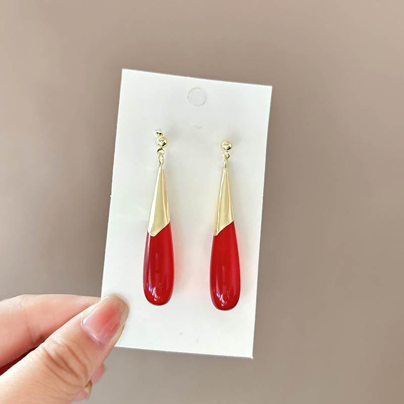 Серьги-капли красного цвета, модная индивидуальность, трендовый индивидуальный дизайн, серьги-гвоздики, серьги, украшения для ушей в стиле ретро.