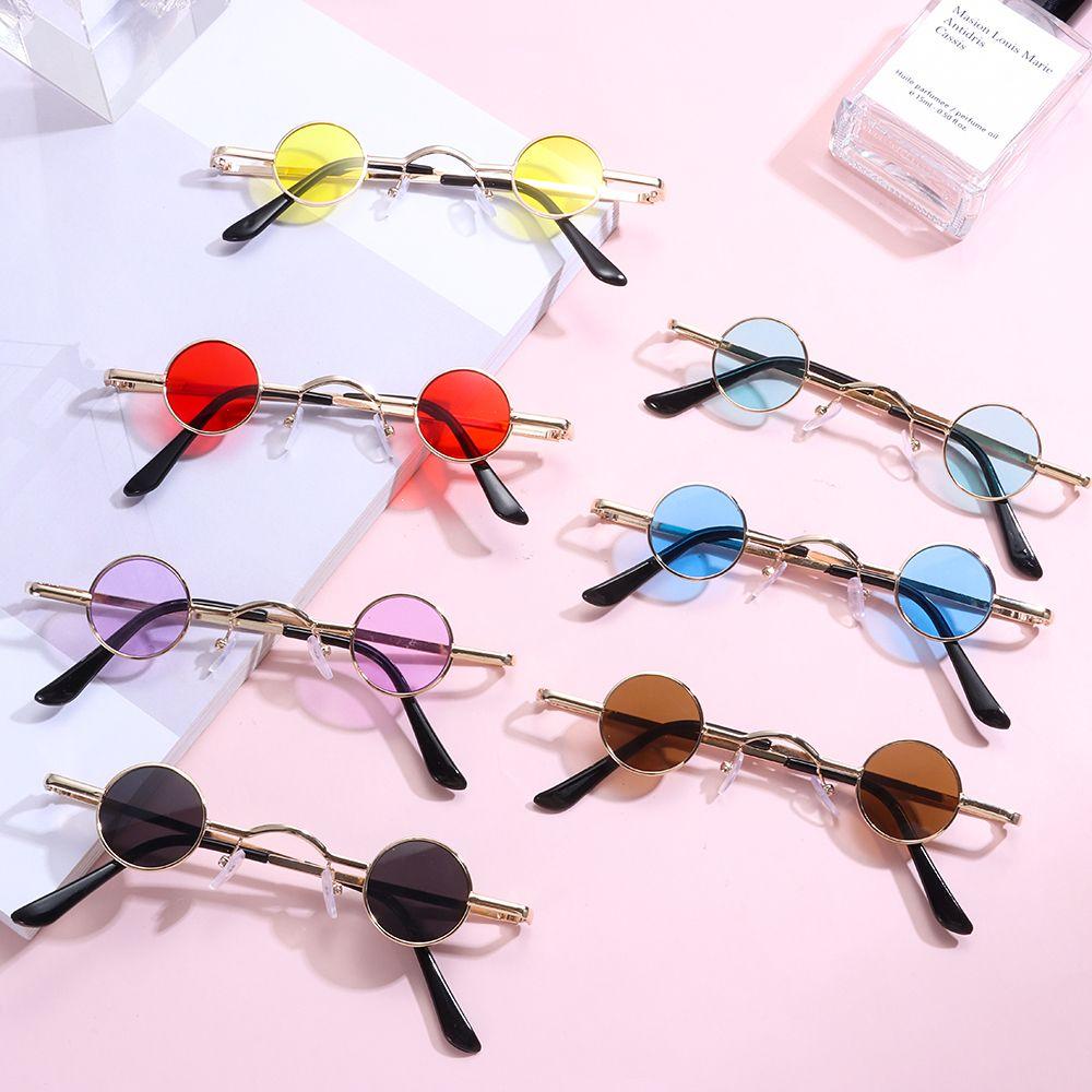 Ins Fashion Metal Frame Candy Color Punk Small Round Sunglasses Shades Sun Glasses