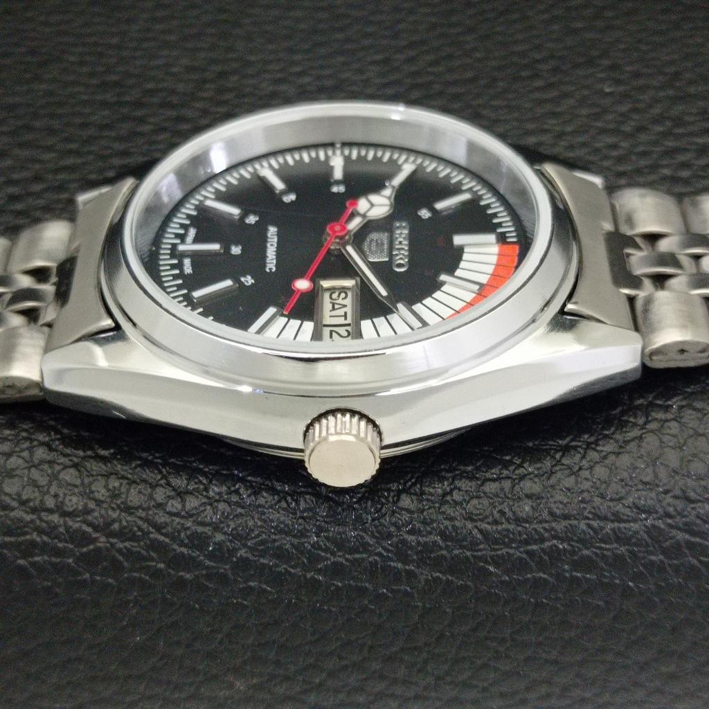 REFURBISHED SEIKO 5 AUTOMATIC 6309A VINTAGE JAPAN MENS BLACK WATCH A440877-4 Sk-a440877