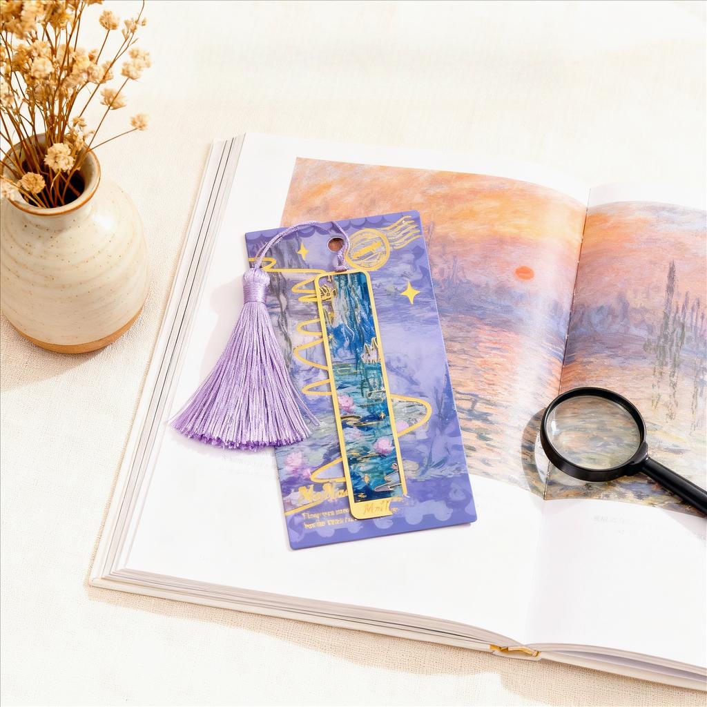 Винтажная металлическая закладка для масляной живописи - Полая закладка с кисточкой из золотой фольги - Подарок для книжных клубов и любителей книг