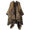 Women's Fashion Pashmina Autumn and Winter Cloak Thicken Warm Shawl Knitted Wraps Split Cape