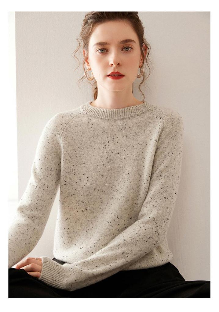 2025 Autumn/Winter Women's Polka Dot Cashmere Sweater with Raglan Sleeves