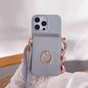 Чехол для телефона со кольцом-подставкой для iPhone 17 Air 16 15 14 Plus 13 12 11 Pro Max Держатель для кредитных карт в кармане Ремешок для ношения на шее Кожаный чехол