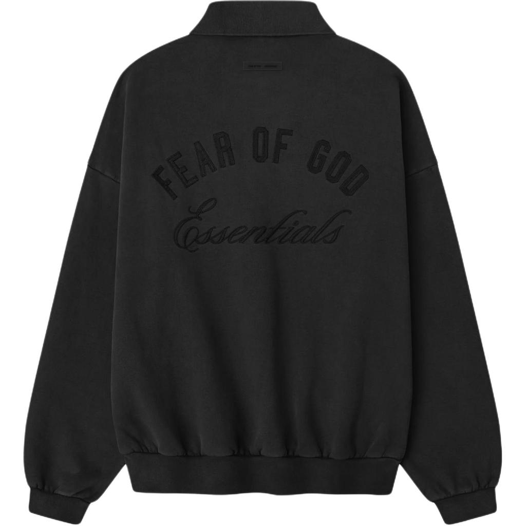 Fear of God Essentials Вышитая Классическая Толстовка Поло Винтажная Черная Мужские Топы 192HO252042F
