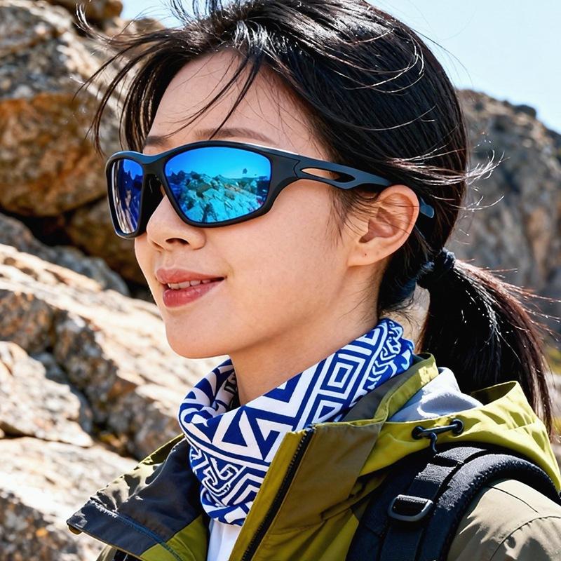 Outdoor headband sunglasses, millennial style YK Cat Eye Cyberpunk Curved Headband Cycling Polarized Sunglasses for Men