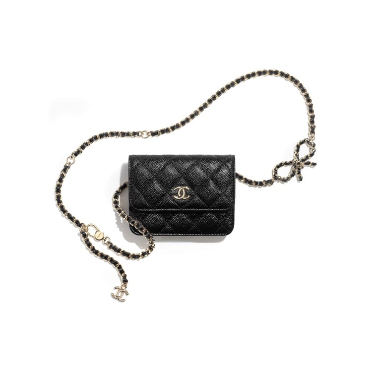 Chanel Женская черная поясная сумка из зернистой телячьей кожи AP3352-B10706-94305