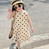 Девочки Платье без рукавов Круглый вырез Принт в горошек Детское платье Пляжное платье
