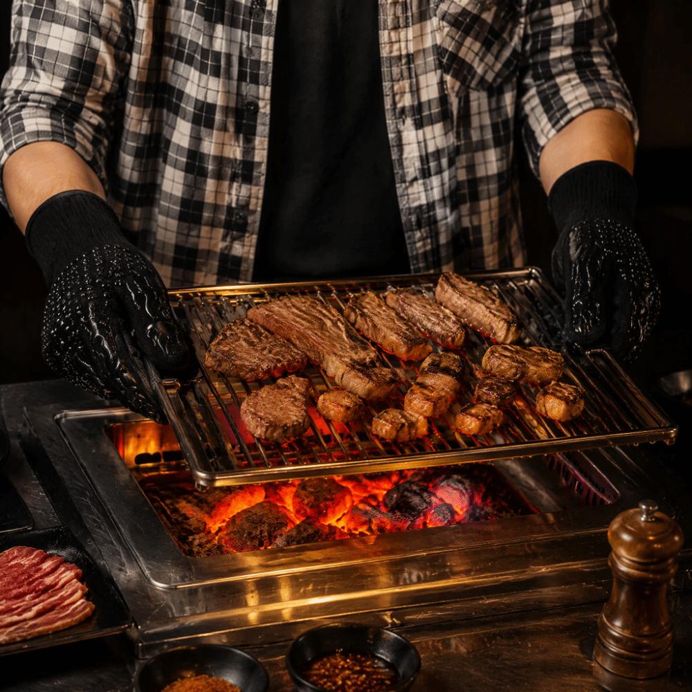 2PCS 800°C /1472°F Heat Resistant Glove Inner Layer Cotton Barbecue Glove Barbecue Grilling