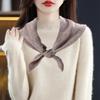 100%Wool Cross Small Wraps for Women Autumn Winter Soft Warm Mini Triangle Scarf Shawls Elegant Neckerchief False Collar