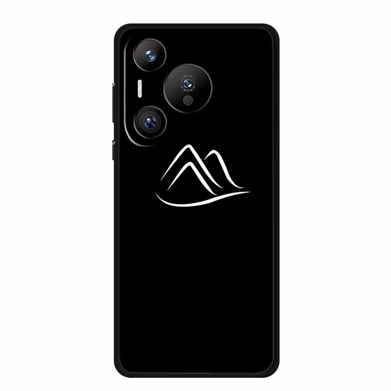 Совместимо с Huawei Pura 70 Pro: Черный мягкий ТПУ чехол для телефона с простыми линиями