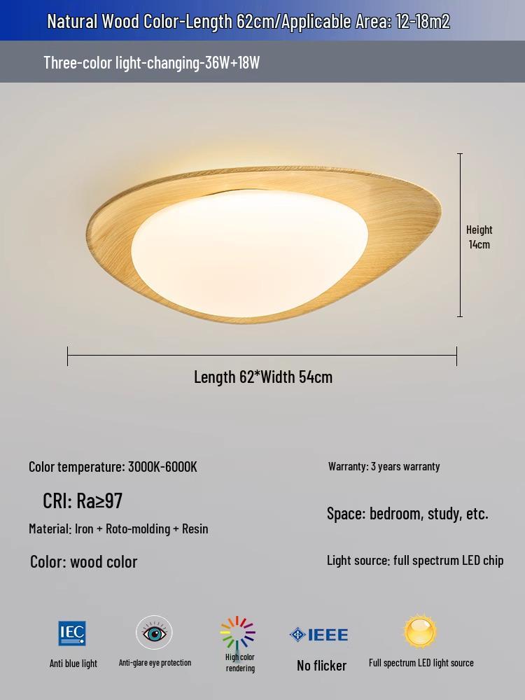 "Nordic Wood Grain Ceiling Lamp for Bedroom & Kids' Room"