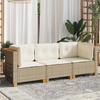 VidaXL Canapé de jardin avec coussins 3 places beige résine tressée, canapé d'extérieur, siège de jardin, canapé de jardin 365919