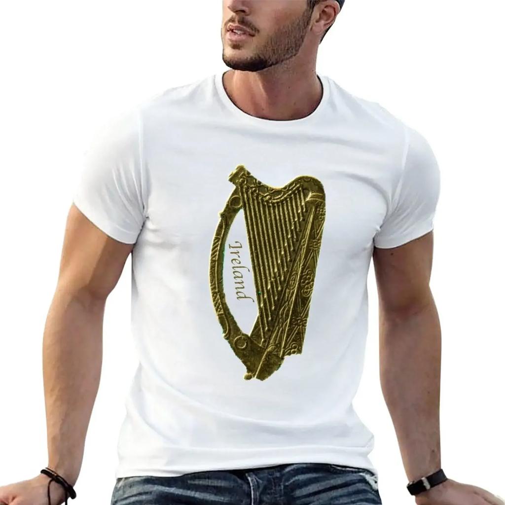 The Golden Irish Celtic Harp T-Shirt anime boys animal print plus size tops plain t shirts