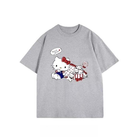 Лето 2026 Sanrio Комикс Форма Hello Kitty Изображение 100% Хлопок Повседневная Футболка Девочки Родитель-Ребенок Топ Повседневная Одежда Y2k