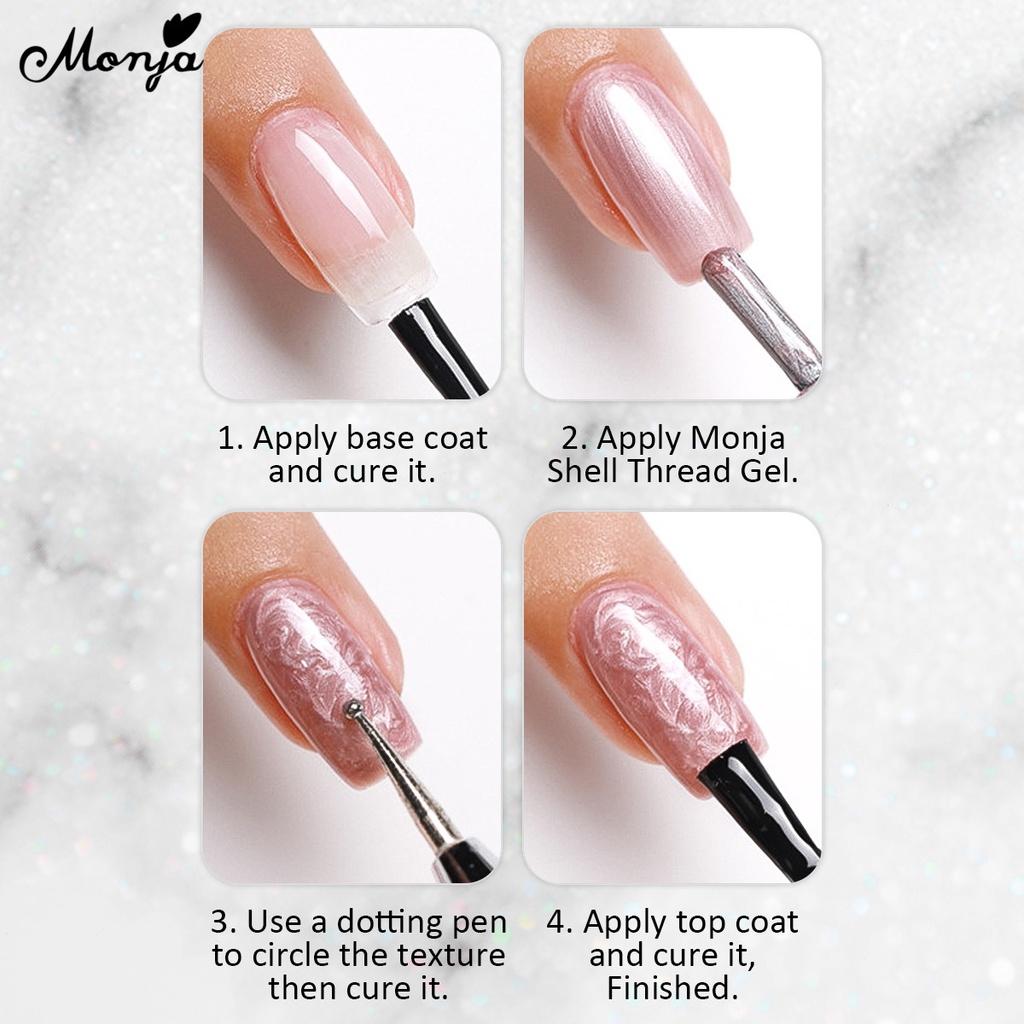 monja Nail Art 5 мл Pearl Shell Spiral Glitter Pearly Semi Permanent Nail UV Gel Varnish DIY Manicure Design Tool 14 Solid Colors