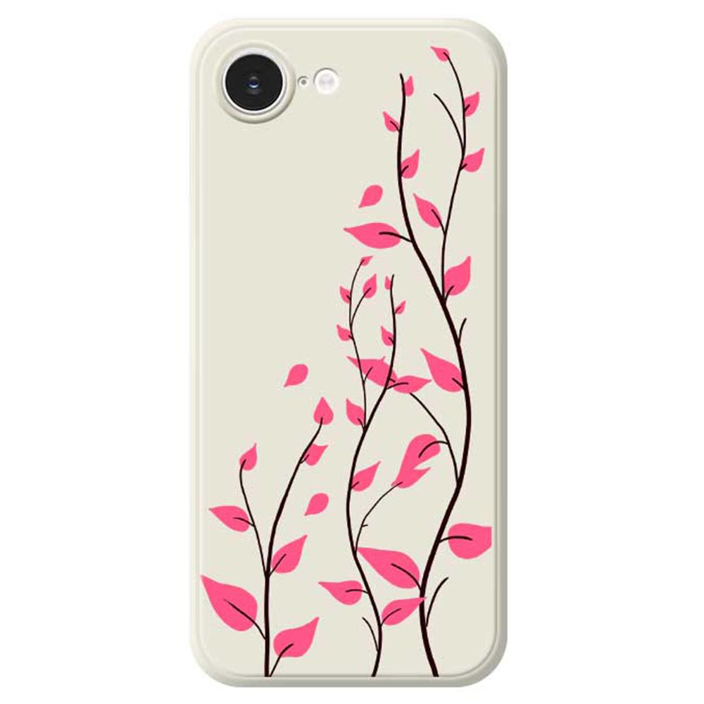 For iPhone 16e Case Red Leaves Pattern Printing Straight Edge TPU Phone Back Cover