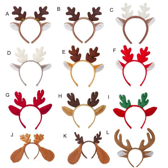 Christmas Headband Antler Decor Hair Hoop Festive Reindeer Design Headgear Women Elastic Comfortable Xmas Hair Accessories