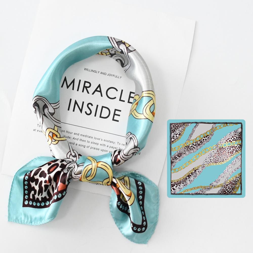 Новый модный высококачественный шелковый шарф квадратный шарф цепочка имитация шелка 50x50 маленький шарф для женщин