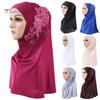 Puntos Solid Color Women Lace Rhinestone Hijab Wrap Scarf Head Cover