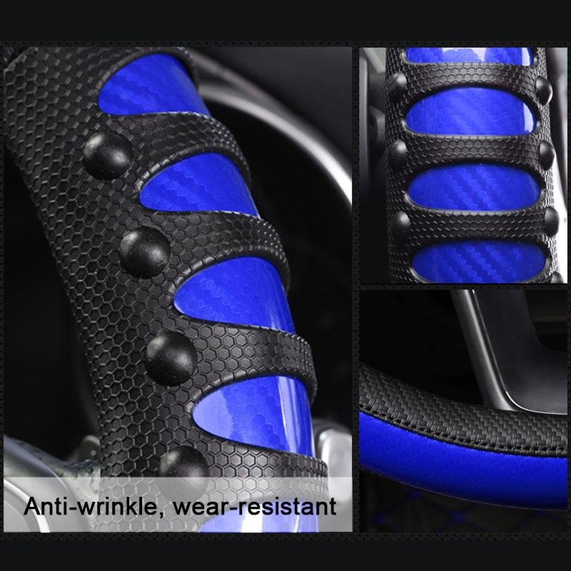 Чехол на руль автомобиля SEAMETAL, противоскользящие чехлы на руль из искусственной кожи, подходят для украшения автомобиля из углеродного волокна