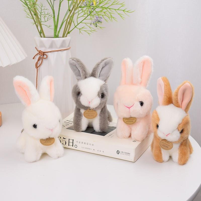 Cute Plush Bunny Keychain Pendant Fluffy White Rabbit Doll Backpack Decoration Gift For Girls