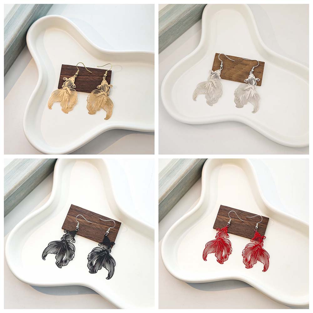 Животные Рыбы Металлические Серьги с Золотой Рыбкой Карп Кои Подвеска с Карпом Кои Креативные Серьги-Капли с Золотой Рыбкой Подарки