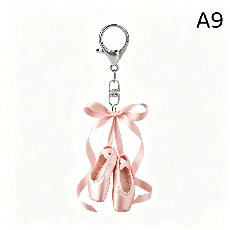 1Pcs Lovely Pendants Ballet Shoes Bow Keychain Bag Hanging Ornament Keyring Decoration