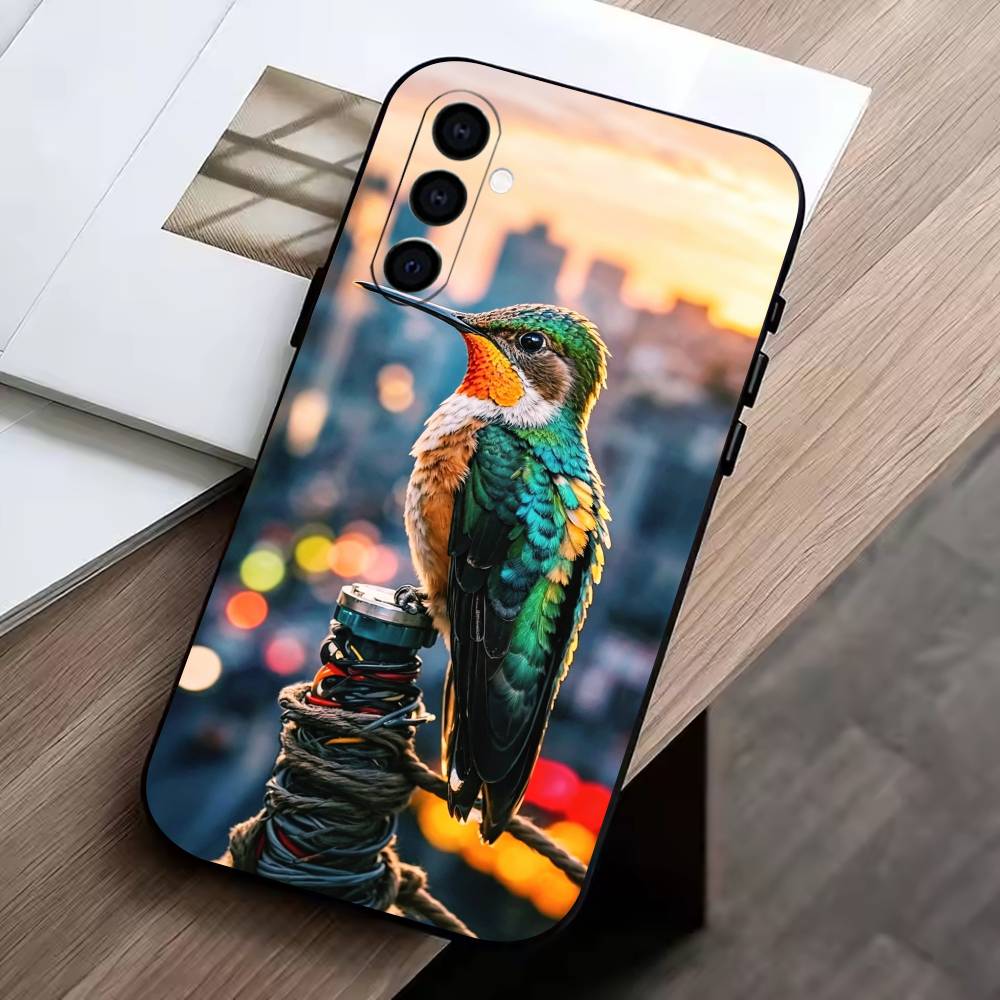 Colorful Bird H-Humming   Phone Case Black Silicone Soft For Samsung Galaxy A73,A72,A71,A70,A53,A52,A51