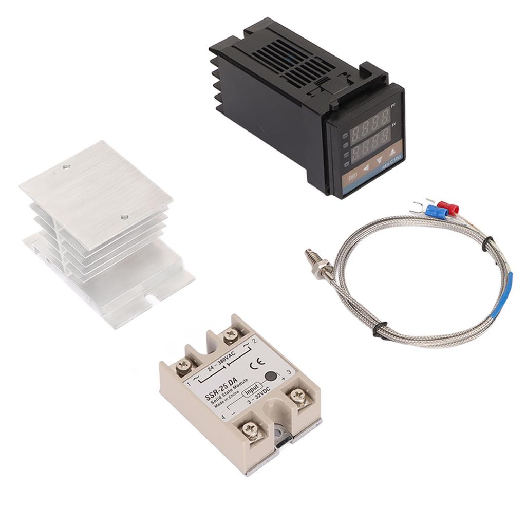 Digital PID Thermostat Set Thermocouple Heat Sink Relay Temperature Controller Set with Bracket for Farm Chicken House