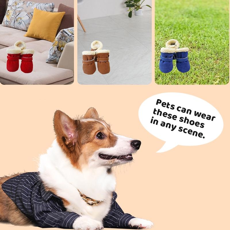 4 шт. обуви для собак маленьких и больших пород, зимние теплые сапоги для щенков, нескользящие мягкие кроссовки для кошек, обувь для прогулок на открытом воздухе для собак