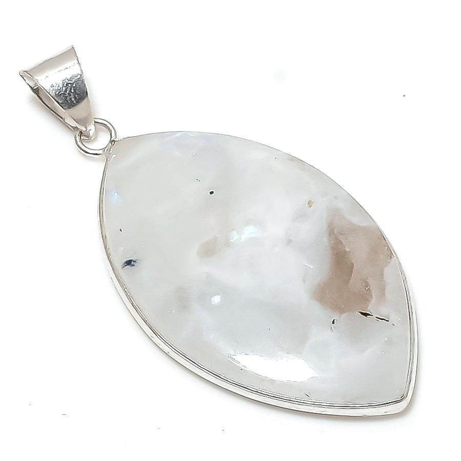 Rainbow Moonstone Gemstone 925 Sterling Silver Jewelry Pendant 2.21" GK-1923