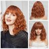 Короткие синтетические парики BOB, оранжево-коричневые вьющиеся парики с челкой для женщин, косплей, повседневная вечеринка, термостойкий парик из волокна