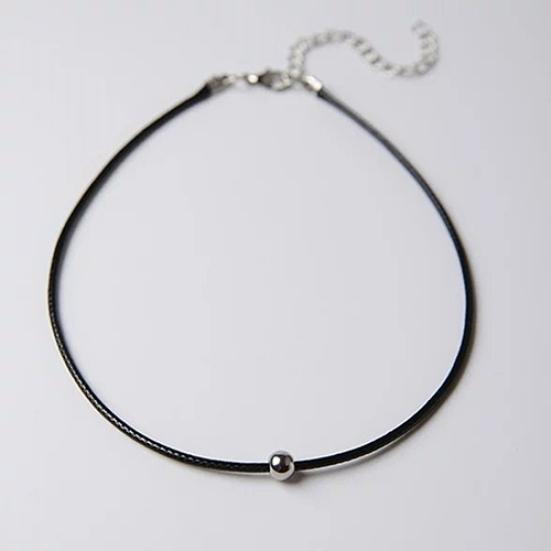 Женское повседневное черное панк-цепочка из искусственной кожи с бусинами и ожерельем на ключице