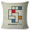 Nordic Polyester Throw Pillow Case for Sofa Minimalist Color Block Double Print Cushion Cover Decor Bauhaus Modern Pillowcase
