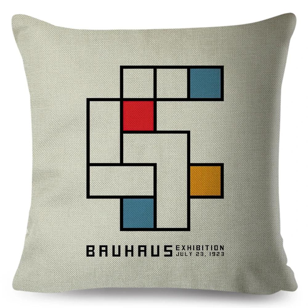 Nordic Polyester Throw Pillow Case for Sofa Minimalist Color Block Double Print Cushion Cover Decor Bauhaus Modern Pillowcase